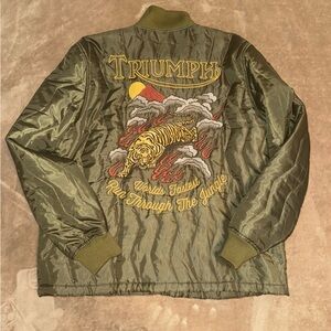 LUCKY BRAND/ Olive Quilted Jacket with Embroidery